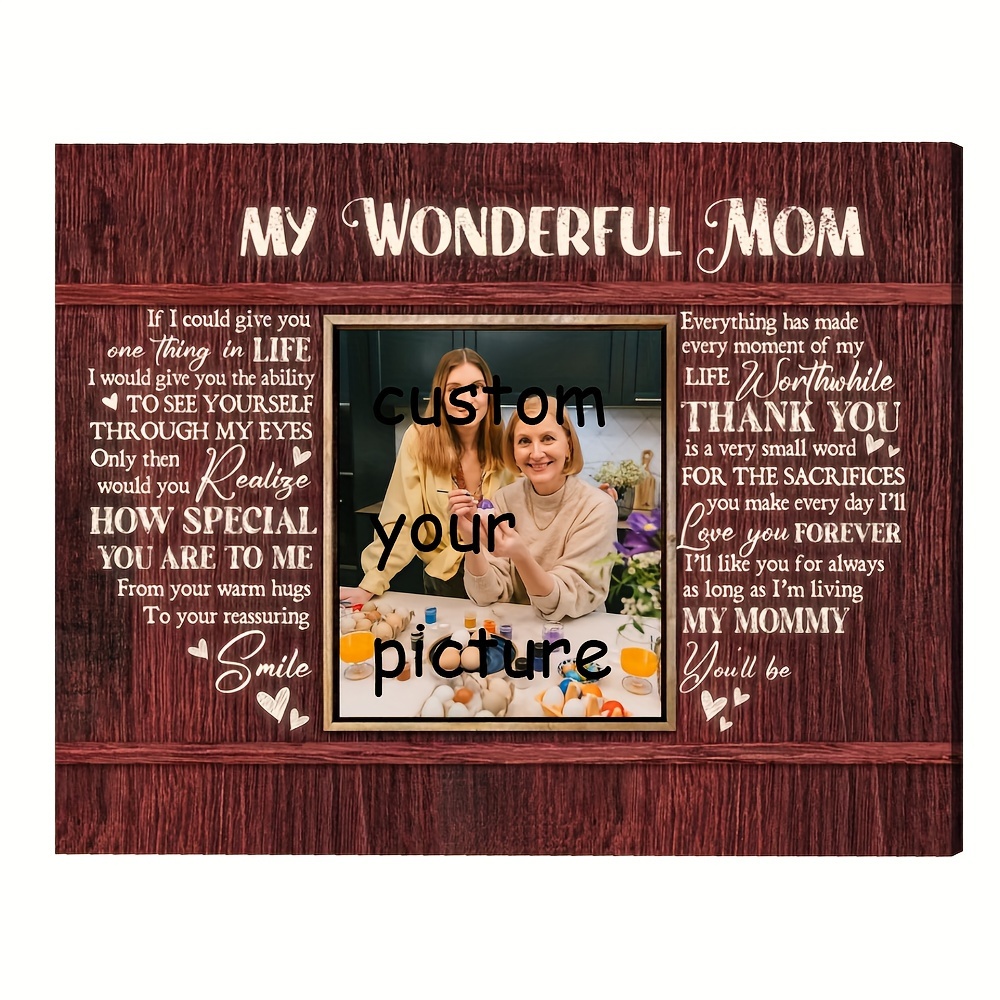 

1pc (customized) Personalized Photo Gifts For Mom, Day Picture Gifts For Mom, Gift For Mom From Daughter Walls Decoration With Ready To Hang 11.8inx15.7inch, Room Decor