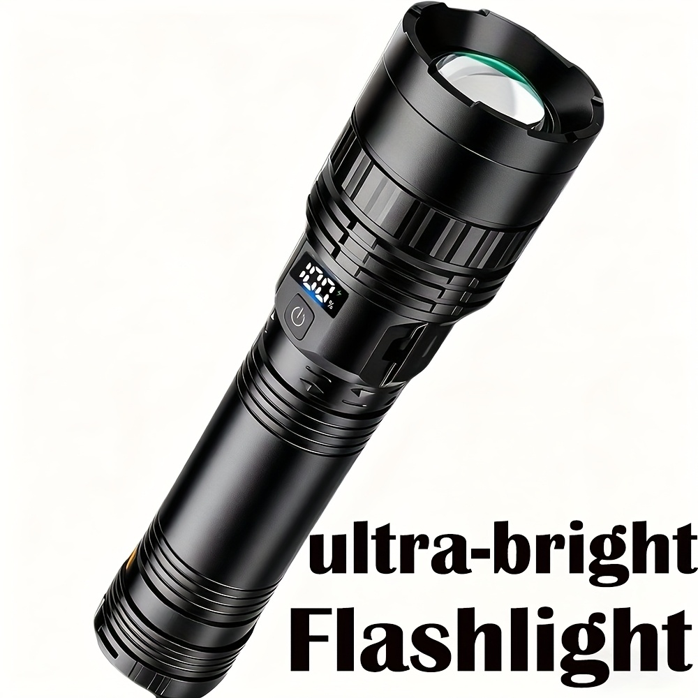 TEMU 4600 Led Flashlight With Usb-c Fast Charging, 8 , Beam, Cob Tail Light, Long-lasting Lithium Battery, Compact & Portable For Camping, Emergency,