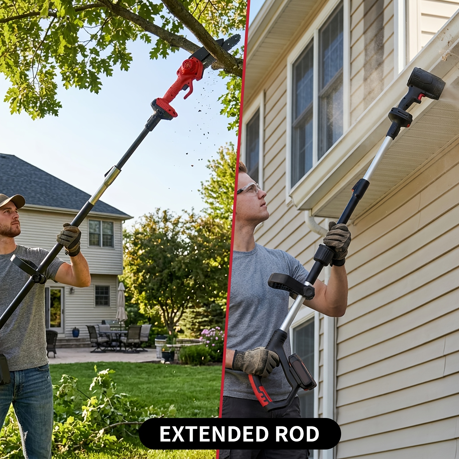 6-Inch Cordless Electric Pole Saw for Tree Trimming, 3-In-1 Telescopic Folding Pruning Saw And Leaf Blower, with 2 Batteries And Mini Handheld Chainsaw. for Tree Pruning, Gardening, Landscaping. Ergonomic Compact Outdoor Tool for Professionals