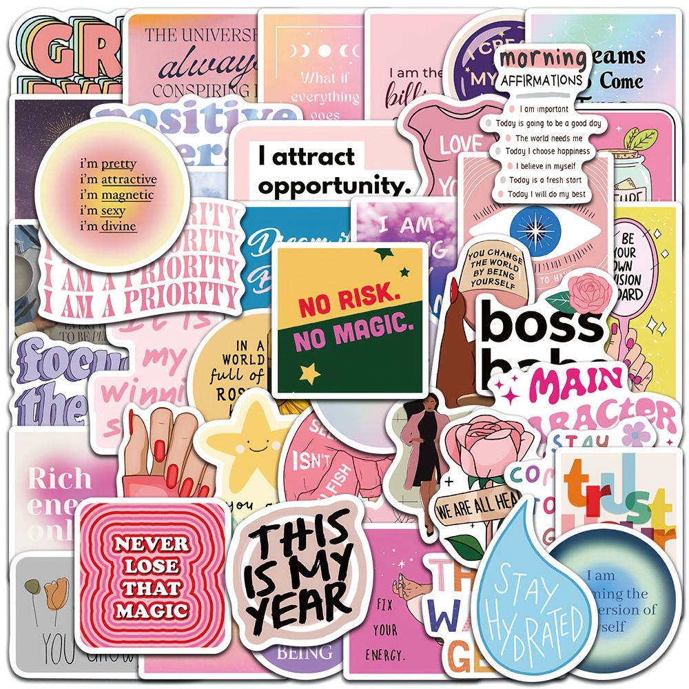 Image of 50 Fun And Women's Strength Stickers | Pvc Material, Decorative For Cups, Luggage, Guitars, Computers, Phones, Skateboards | Brand: Scxxbsw