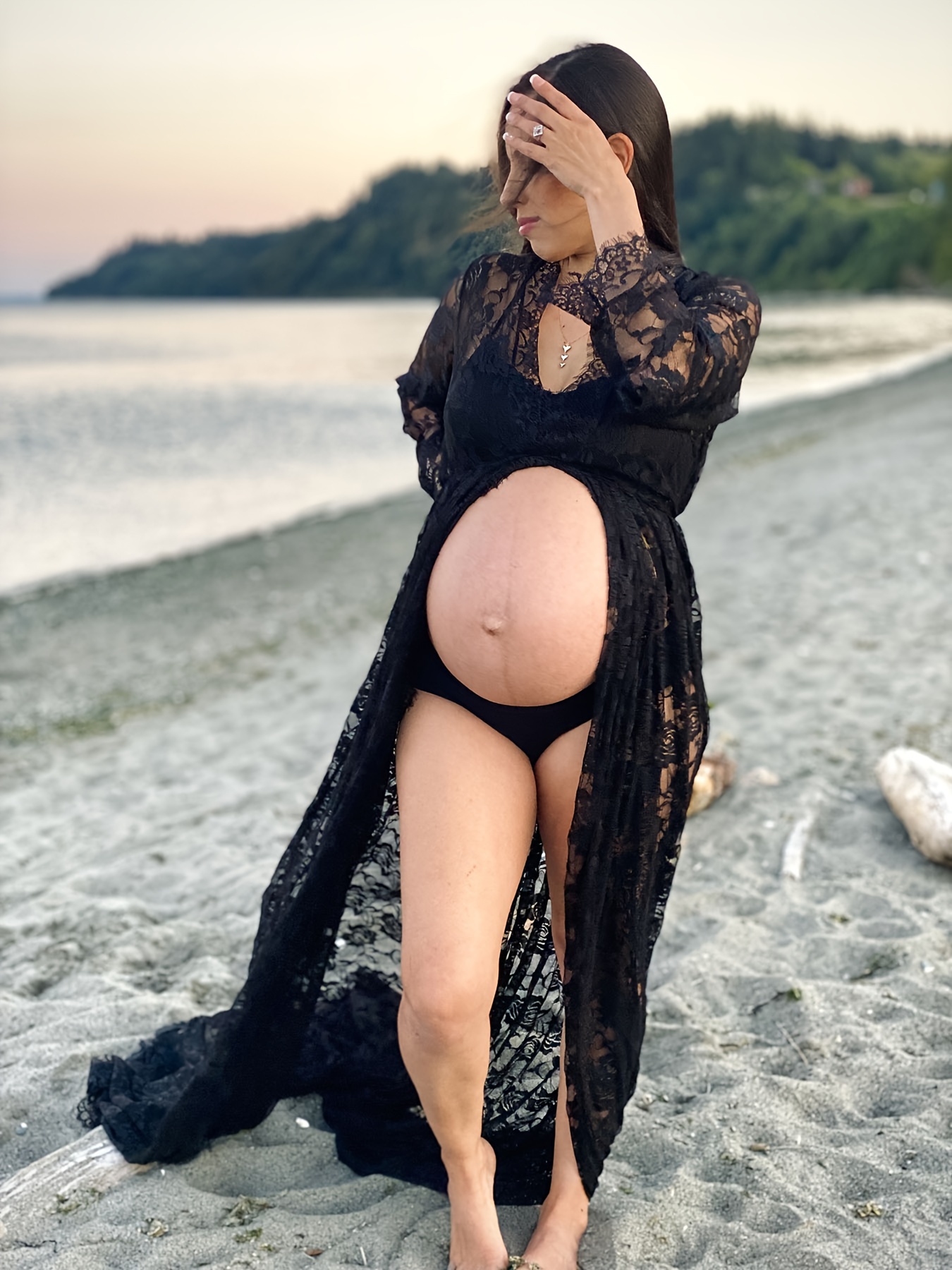 womens maternity dress deep v neck see photoshoot long - Temu Cyprus