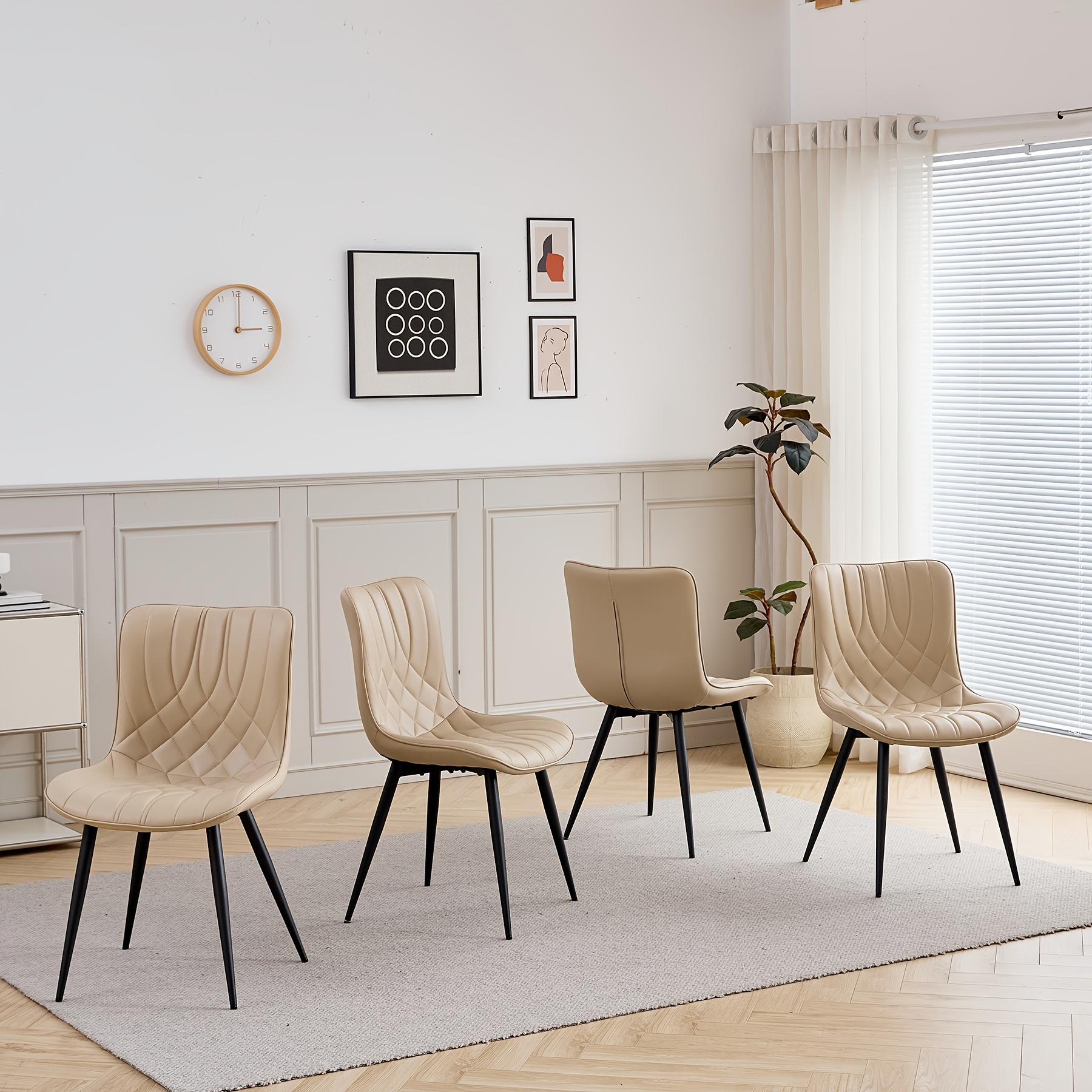 Image of Egoonm Set Of 2/4 Faux Leather Dining Chairs, Modern Kitchen Chairs With Sturdy Metal Legs, Upholstered Accent Side Chairs For Home And Office