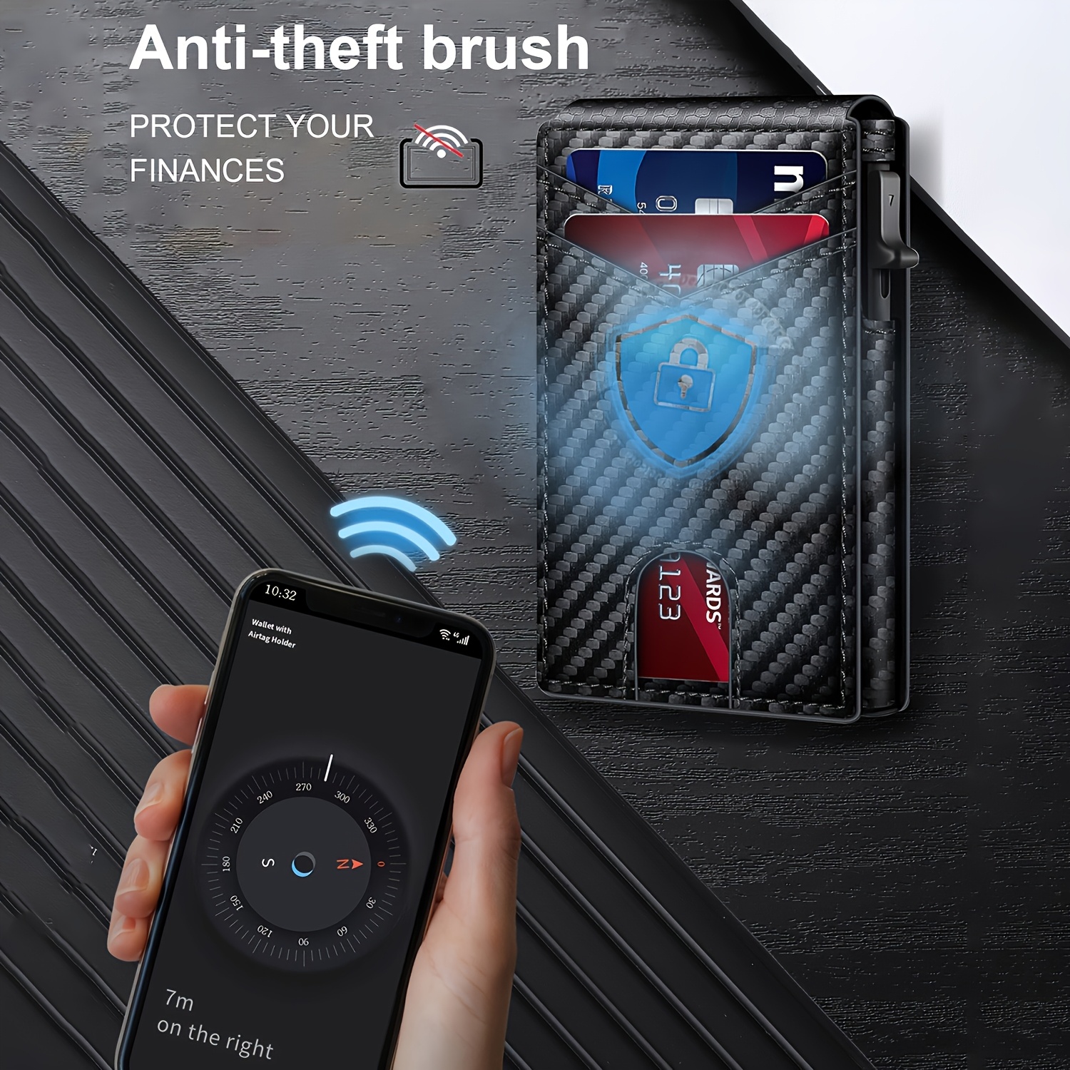 1 rfid blocking   up mens card holder ultra thin carbon fiber texture wallet with multiple card slots and secure closure compact lightweight design for daily use valentines day fathers day gift Product details 6