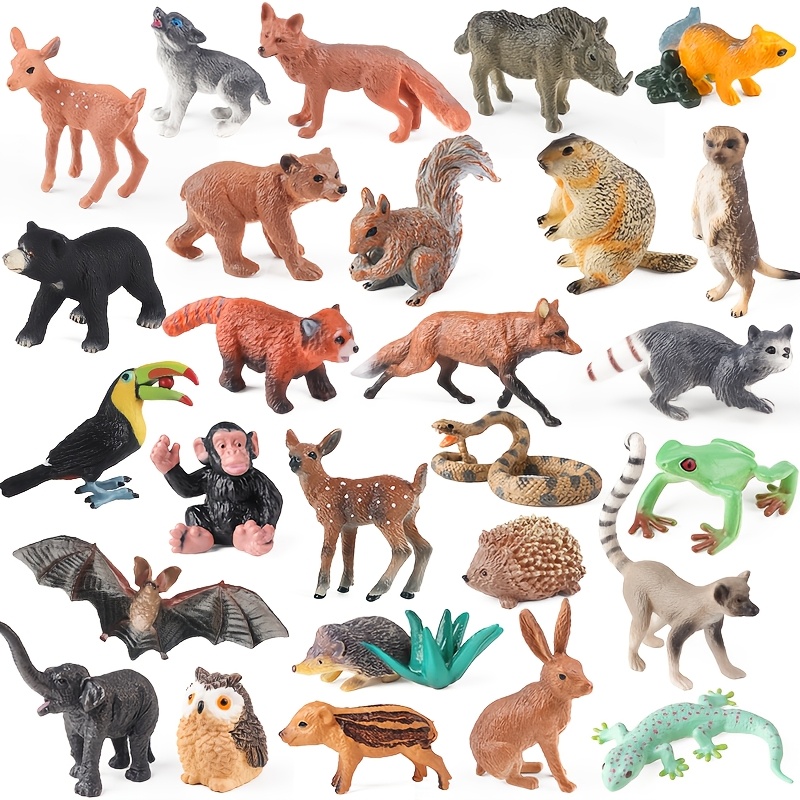 28pcs Woodland Figurines Animals Figures Hedgehog Squirrels Deer Model Christmas Gift