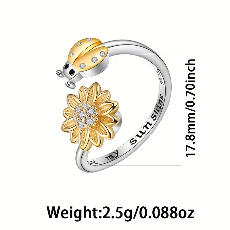 Women's Flower Rotatable Decompression Ring Sunflowe