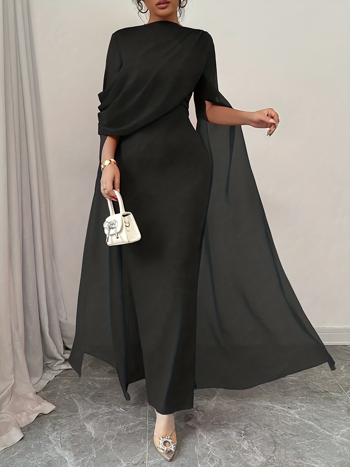 asymmetric fishtail dress Elegant Butterfly Print Fitted Dress with Asymmetric Neckline and Fishtail  Hem for Women