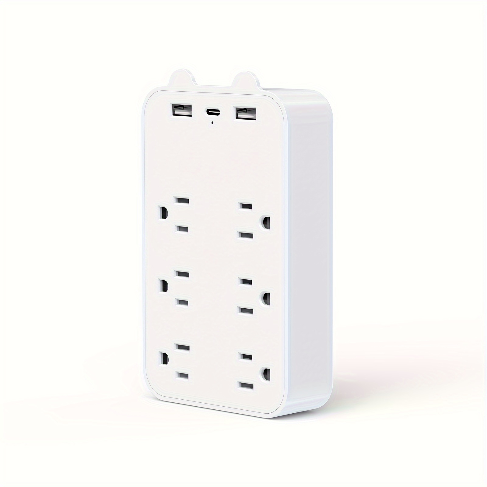 power strip with usb port wall surge protector with 6 outlets 3 usb 2 usb a 1 usb c multi plug outlet splitter and plug outlet extender wall mount adapter with top phone holder for office school dorm