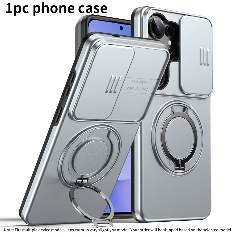 TEMU Phone Case: Full Cover Shockproof Case With Sliding Camera Lid And 360° Rotatable Metal Stand For S26 S26ultra S26plus S25 S25ultra S25plus S24