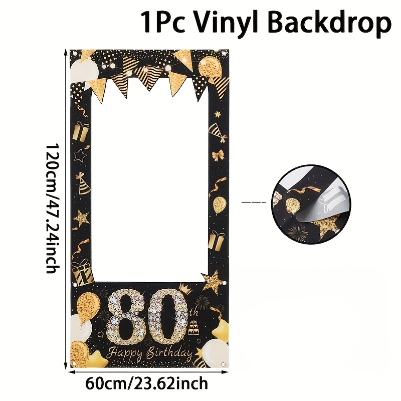 TEMU 2d Flat, 2d Flat - 2d Flat, 2d Flat - 2d Flat Banner, 1pc, Black And , Suitable For 70th And 80th Birthdays, Size 23.62 .24 Inches, Background