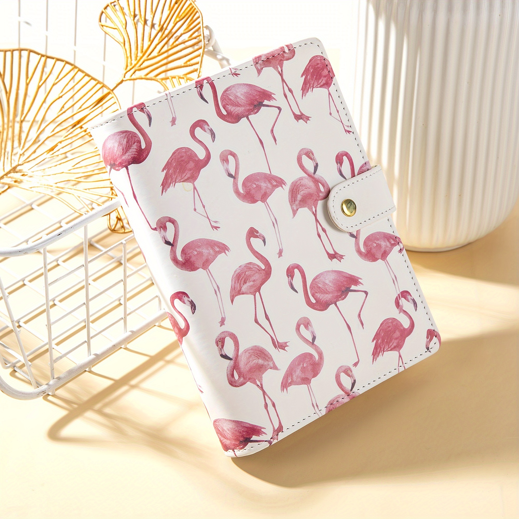 

Flamingo-themed Leather Journal - Stylish Pink Flamingos , Business & Personal Notebook With Loose-leaf Design, Pen Not Included