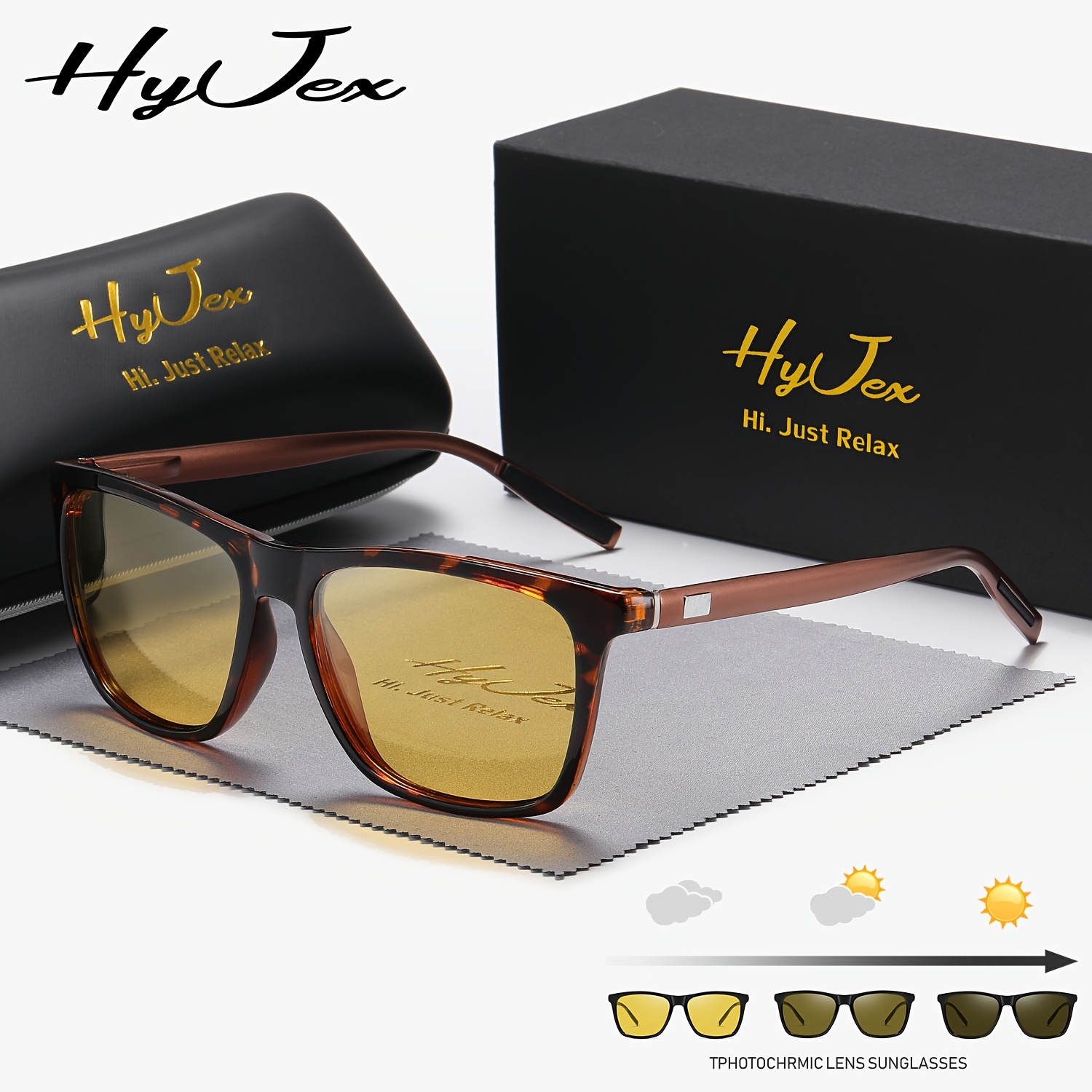 

Hyjex Unisex Fashionable Sunglasses That Change Color For Day And Night Use, Featuring A Stylish Retro Design And High-quality Polarized Lenses With Uv400 Protection.