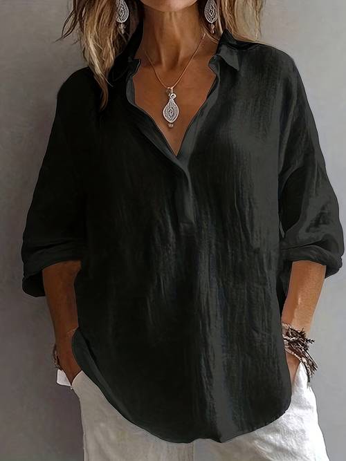 new beautiful and elegant style printed collar long sleeved spring and autumn versatile shirt