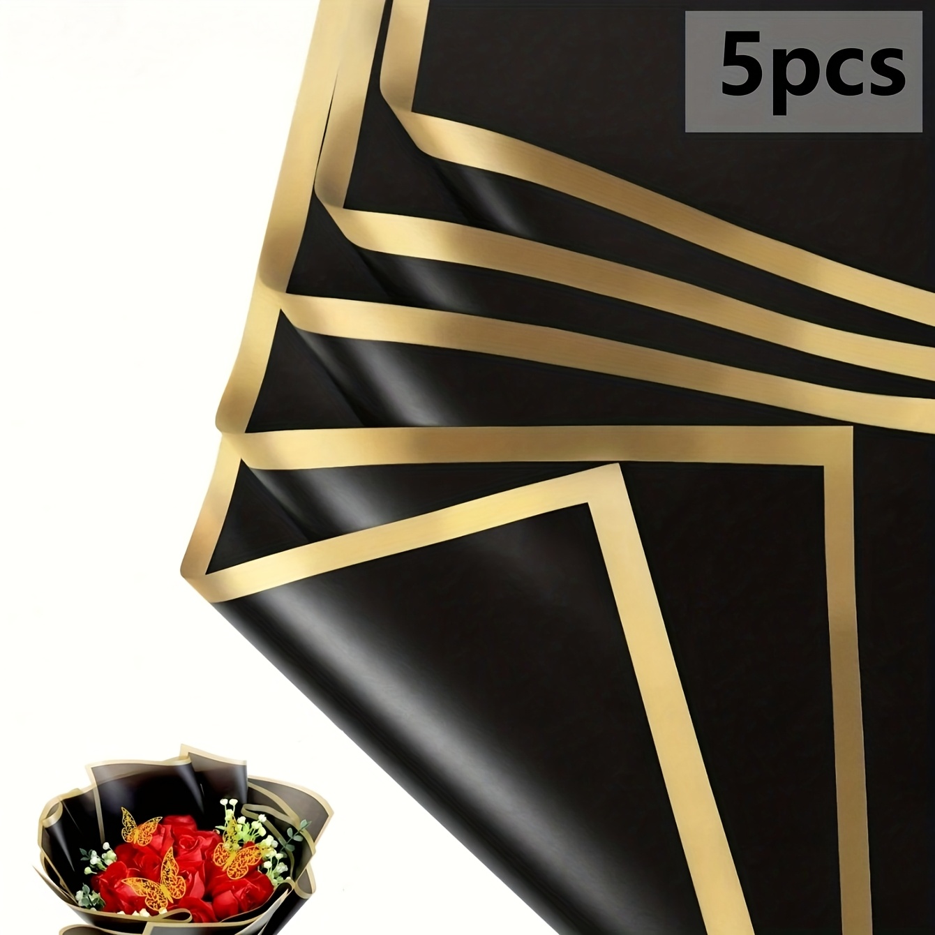 TEMU 5pcs Floral Wrapping Paper Bouquet Packaging Waterproof Wrapping Suitable For Gift Box Packaging Florist Supplies Crafts Anniversary, Wedding,