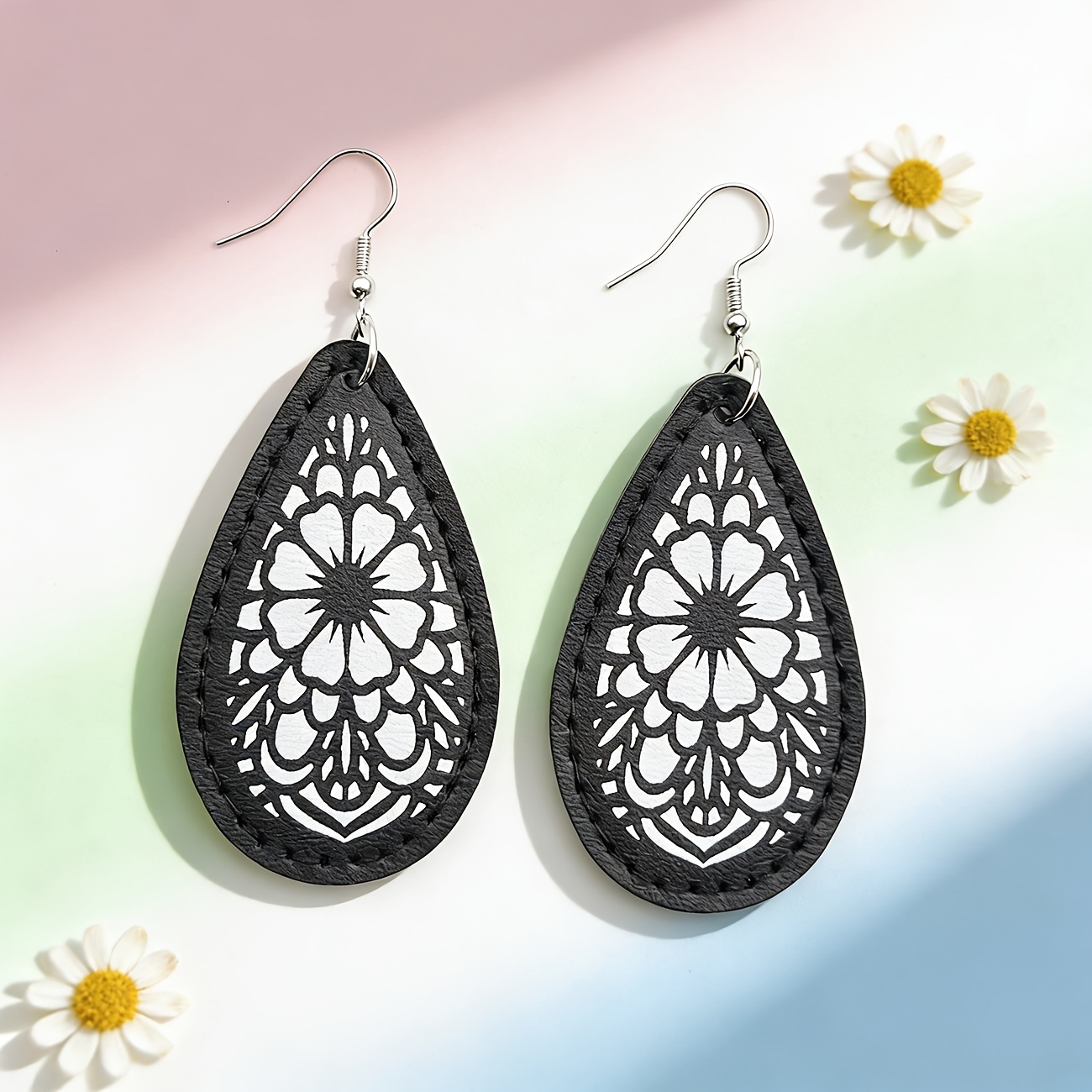 Women's Multi-Color Teardrop PU Lightweight Pendant Earrings