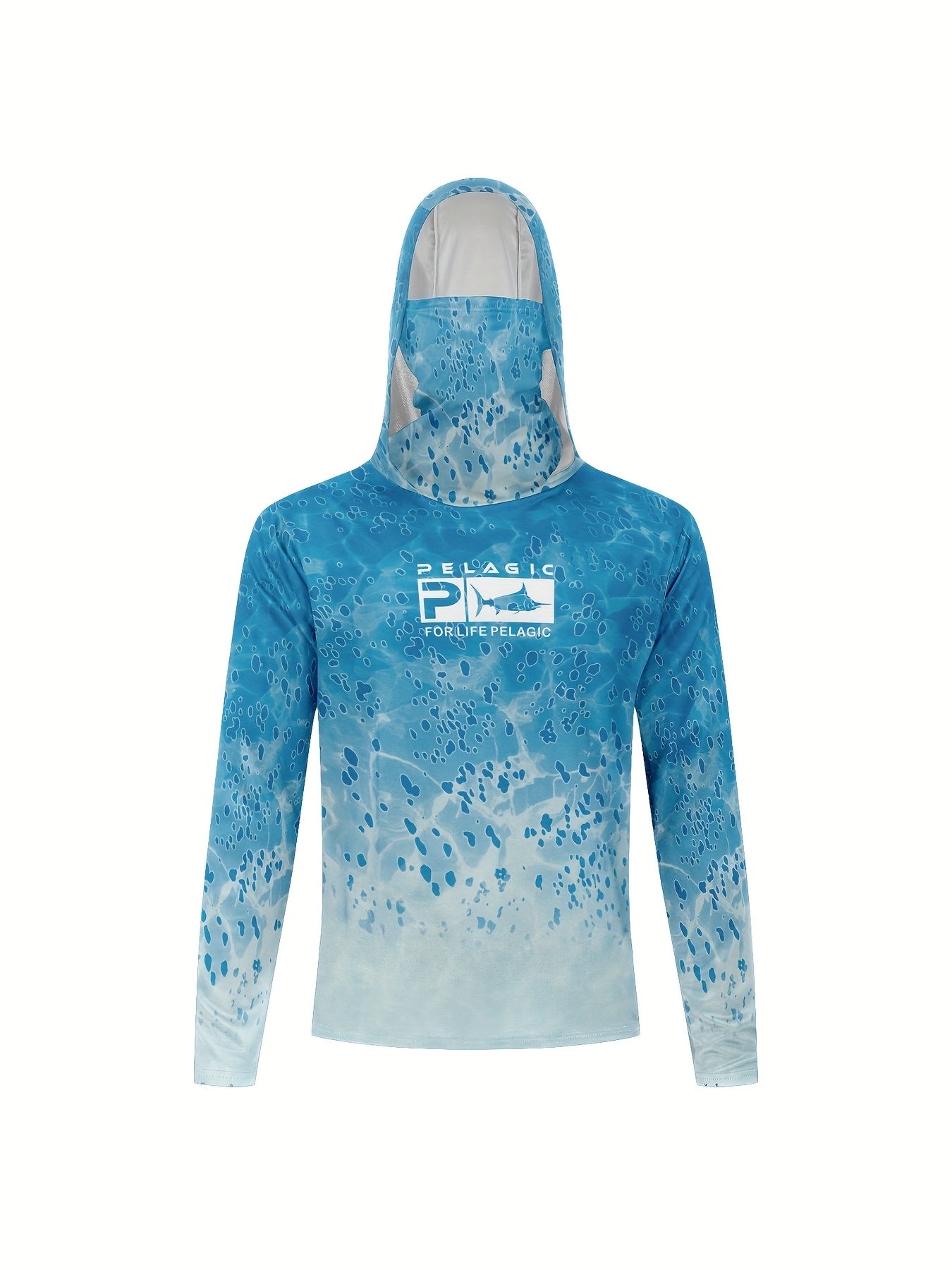 Men’s Long Sleeve Hooded Sweatshirt with Face Mask – Breathable Polyester Fishing & Outdoor Sports Top