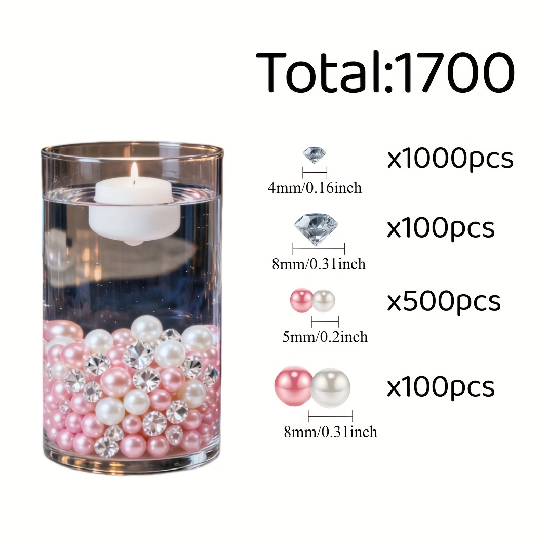 E-shop 1700 Stk. Kunst-Diamanten Perlen, geeignet für Vasenfüllung, Heimdekoration, Hochzeiten, Hochzeitsfeiern, Diamantkristall, Diamanten für