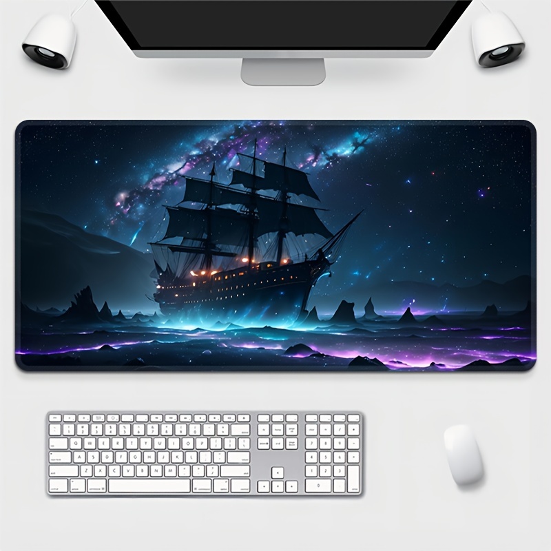 

Battleship Sailboat, Starry Sky Pattern, Natural Rubber Material, Stitched Lock Edge Durable Non-slip Waterproof, Rectangular Mouse Pad, Large Mouse Pad For Office Computer, Mouse Pad For Gaming