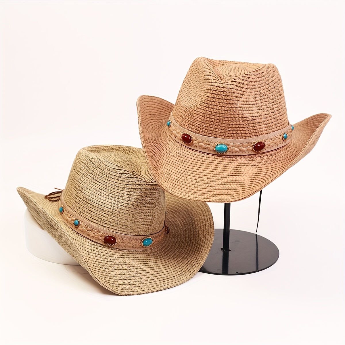 Dark Brown Western Cowboy Hat, Hollow Crochet Straw Hat Sun Hats, Outdoor  Travel Fishing Cowgirl Hat - Jewelry & Accessories - Temu