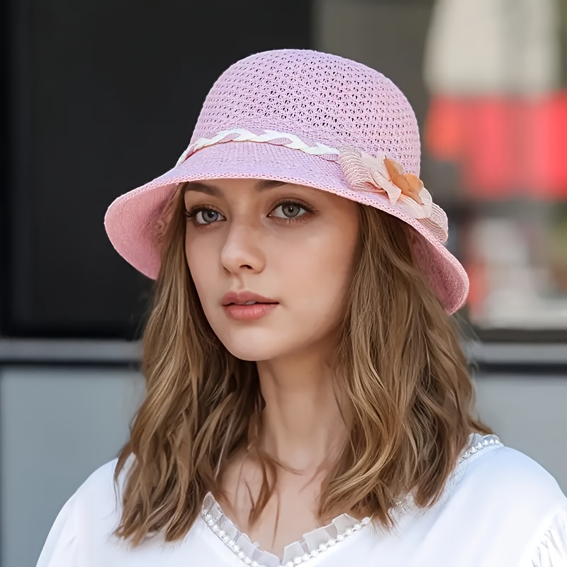 Elegant Pink Floral Women\'s Hat a womens wide brim made organza featuring floral - Temu main image 4