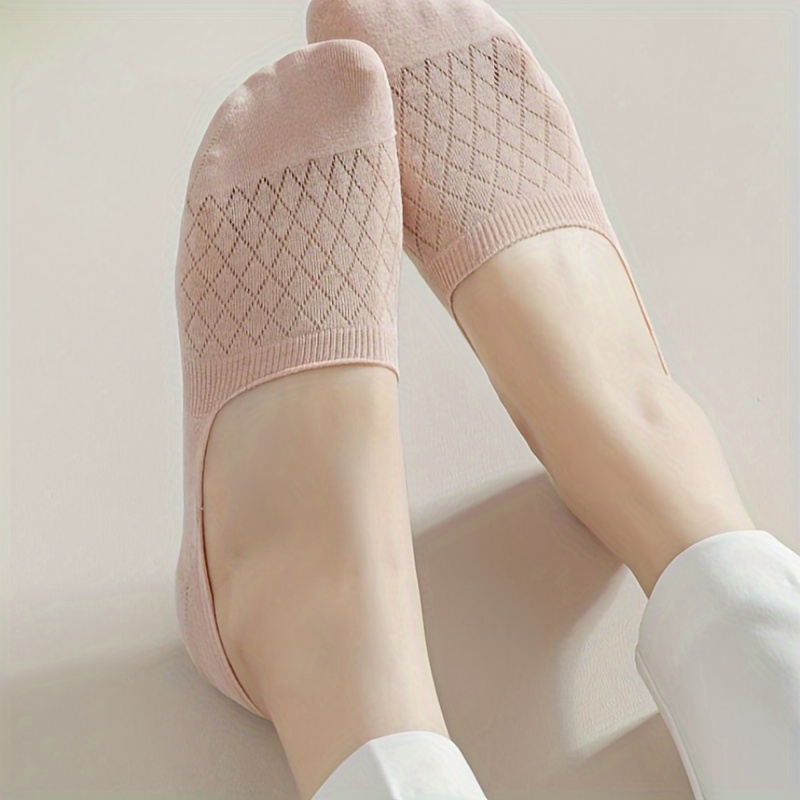 8 Pairs of Versatile Spring/Summer Japanese Candy-Colored Breathable Diamond Pattern Casual Socks