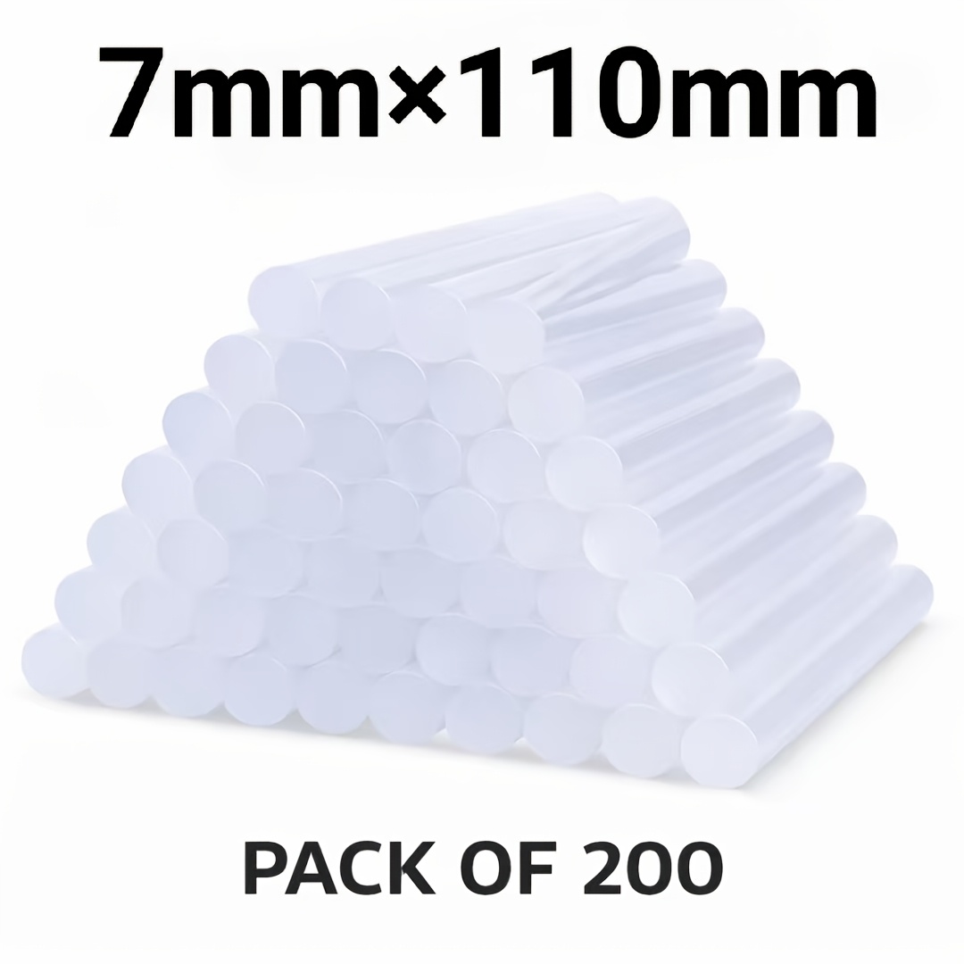 TEMU 200 Ultra Transparent Hot Melt Glue Sticks Measuring 7mm X 110mm. Suitable For Crafts, Woodworking, And Home Decor Projects During Christmas And