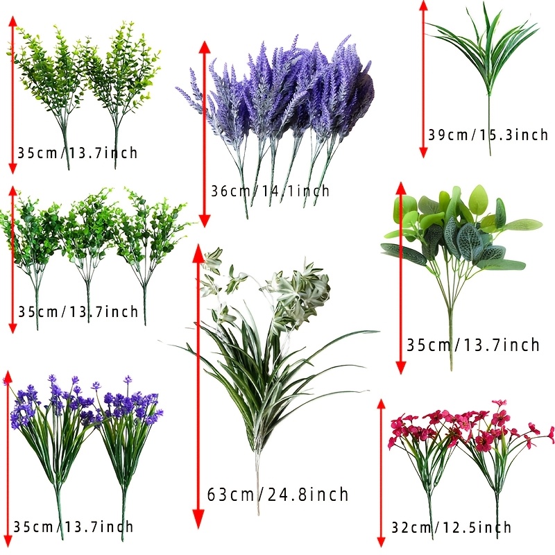 Image of 13 And 18 Groups Of Outdoor Artificial Plants, Uv-resistant Fake Lavender Flowers, Green Shrubs, And Decorative For The Front Patio, Yard , Summer Parties, And Enhancing The Greenery