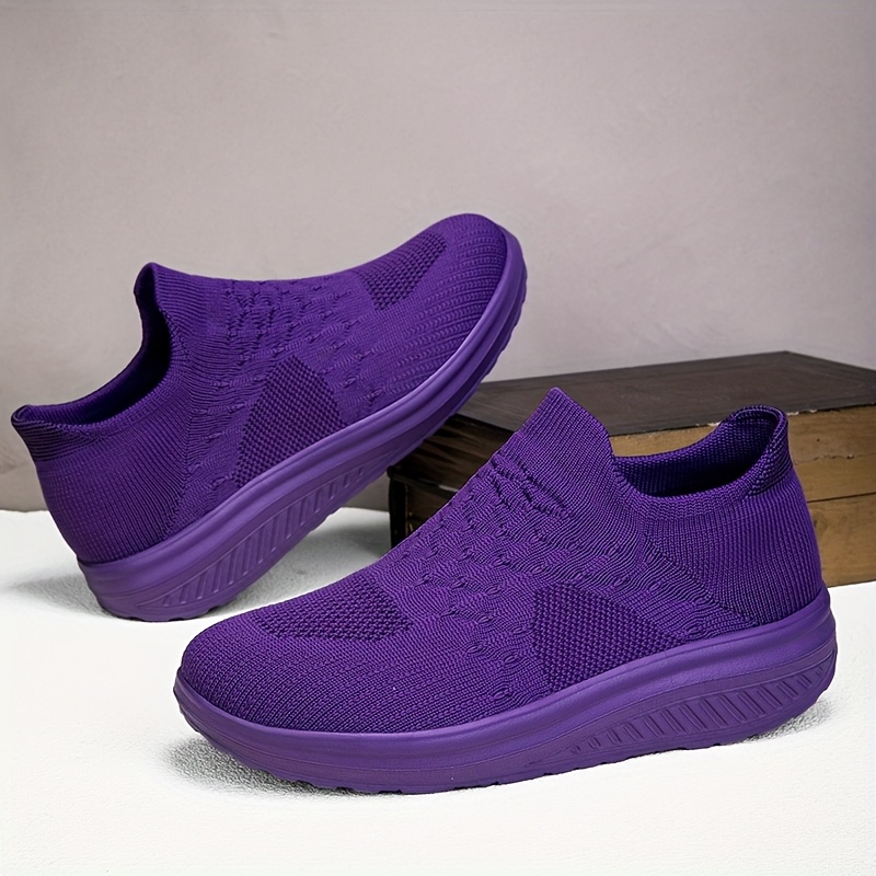 TEMU Women's Low-top Slip- Sneakers - Breathable Fabric Upper & Cushioned Sole, Minimalist Round Toe Casual Athletic Suitable For Gym, Casual Attire,