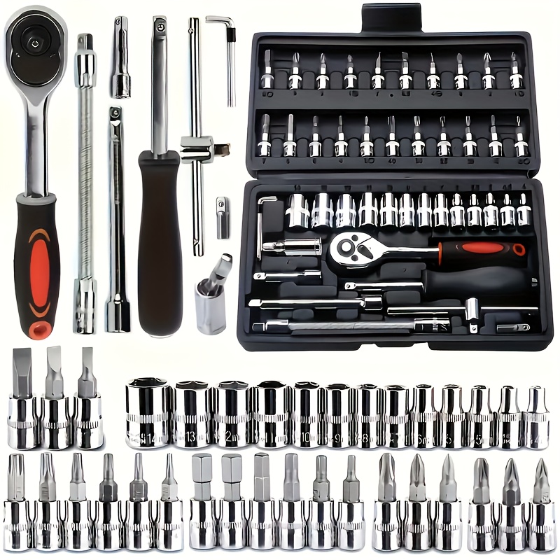 

Auto Repair Tools, Auto Repair Tool Accessories, Repair Tool Set - Ratchet Torque Wrench And Screwdriver, Portable Car, Bicycle And Motorcycle Repair Tool Kit