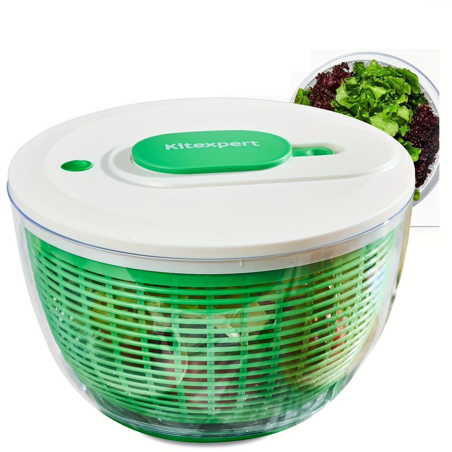 

Kitexpert Salad Spinner Large 6.3 Qt, Manual Lettuce Spinner For Vegetable Prepping, One-handed Pump Fruit Spinner Dryer With Bowl And Colander, Dishwasher Safe Veggie Fruit Washer Spinner
