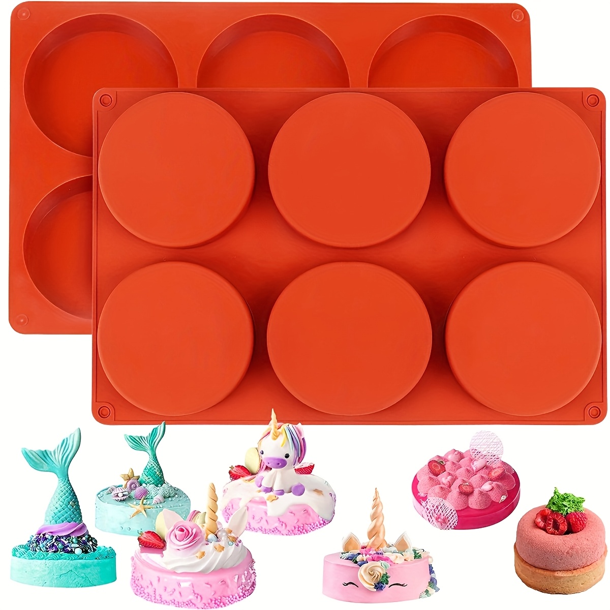 

2pcs Molds - 6-cavity, & Reusable For Cakes, Muffins, Candies & Diy Crafts - , Bpa-free,