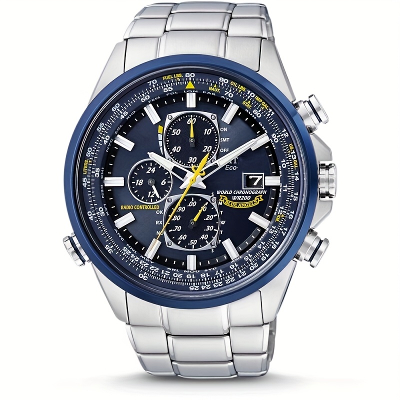 mens mechanical watch with chronograph navy blue dial stainless   bezel automatic winding business everyday wristwatch for formal and casual ideal gift for dad husband professionals durable non electric   watch professional       construction stylish men