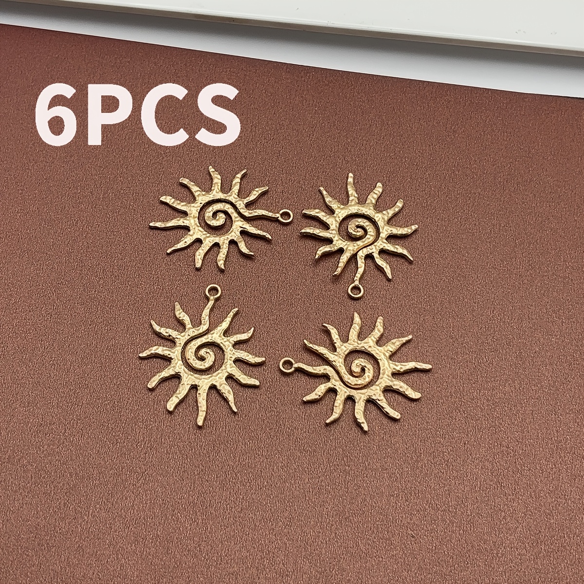 TEMU 6pcs Set Of Antique Sun Charms, Diy-friendly. Used To Make Earrings, Collarbone Chain Pendants, Bracelet Decorations, And Handmade Sun-themed
