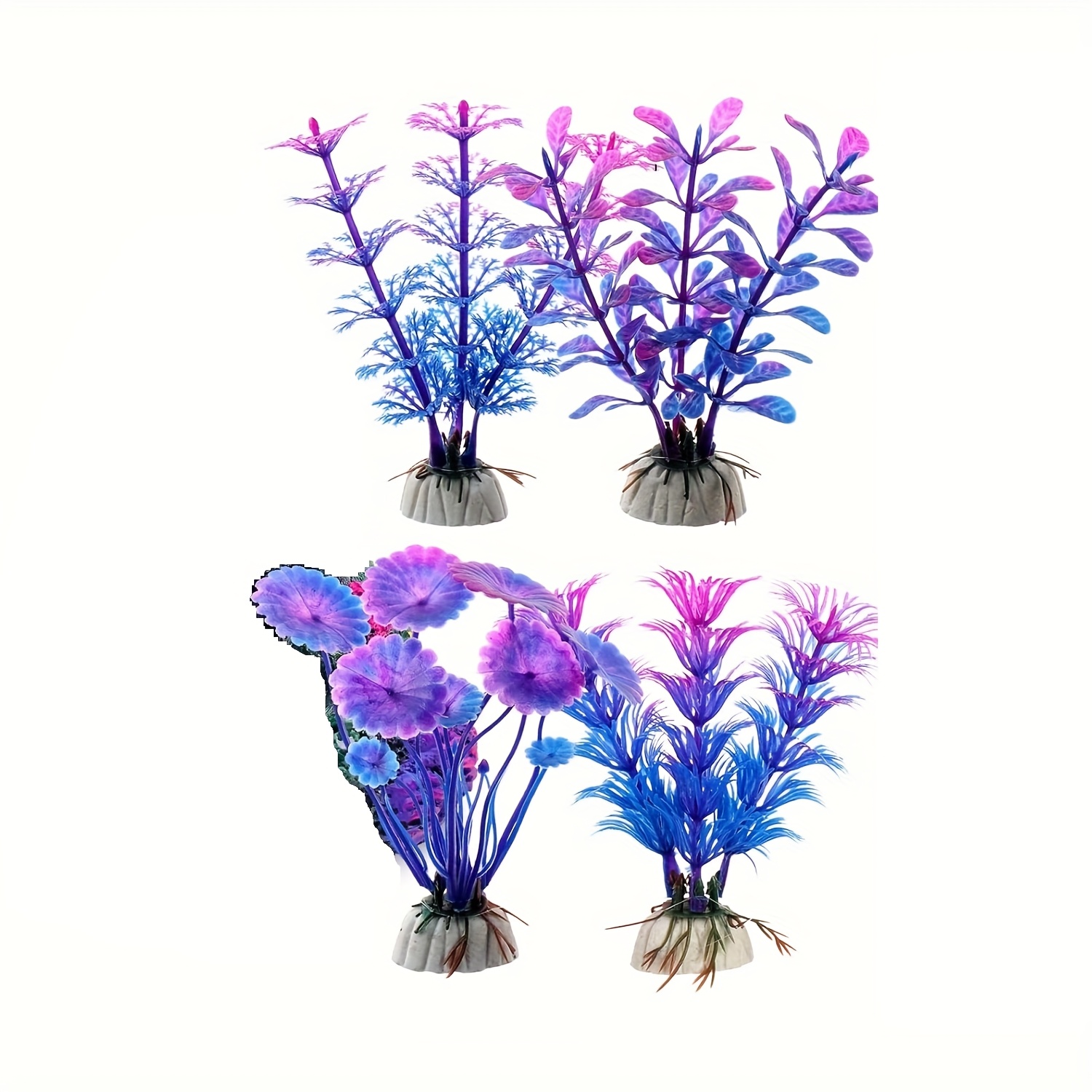 TEMU Gsd Aquarium Colorful Coral Set Fish Tank Decoration Mountain Ornament For Aquarium Environments Decor Accessories, Coral 1, Aquatic Plant X 4