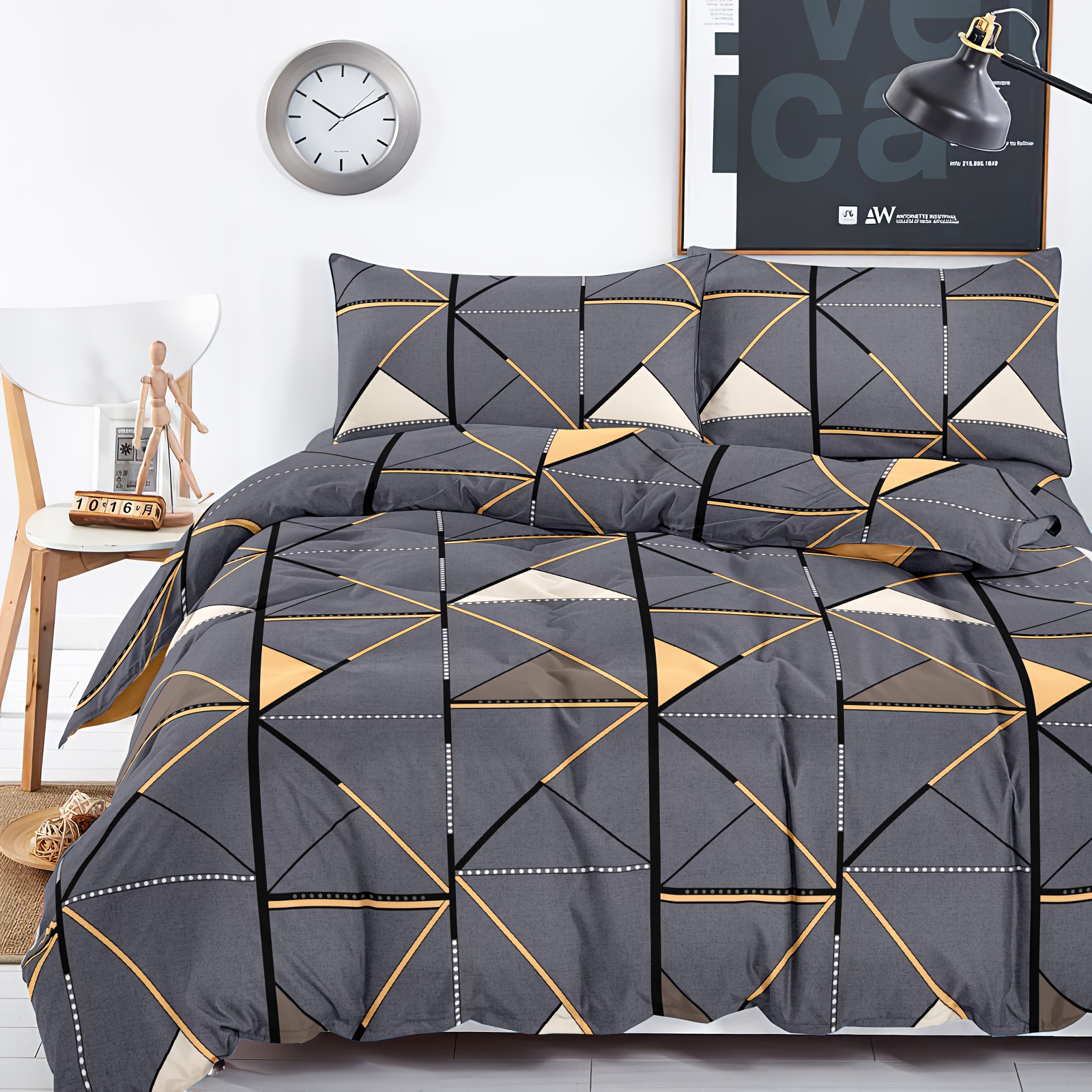 E-shop Bettwäsche 3-teilig Set - Polyester Set Schlafzimmer Doppelbett/Einzelbett/Queen Size Bett/King Size Bett Universal Anti-Shrinkage Anti-Fading