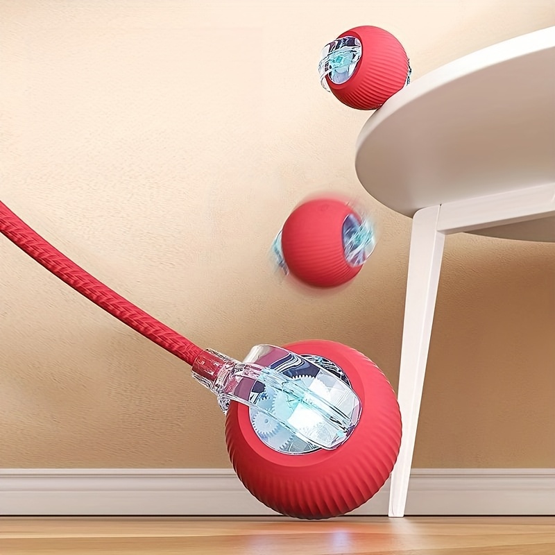 Cat Toy Ball with Tail Rope, Interactive Smart Rolling Ball
