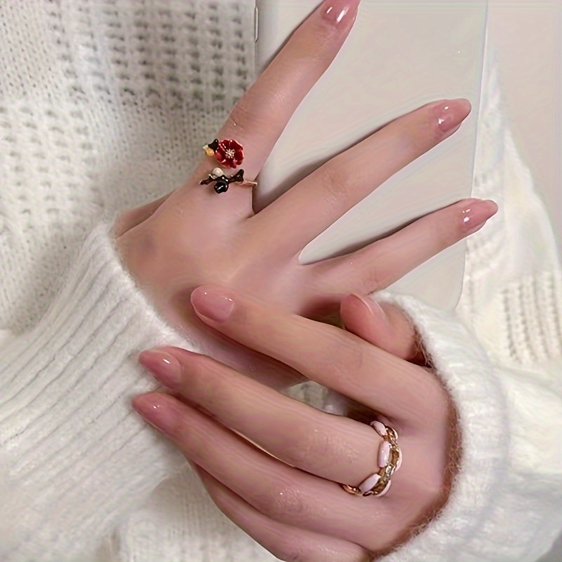 Vintage French-Style Enamel Floral Open Ring, Unique Design