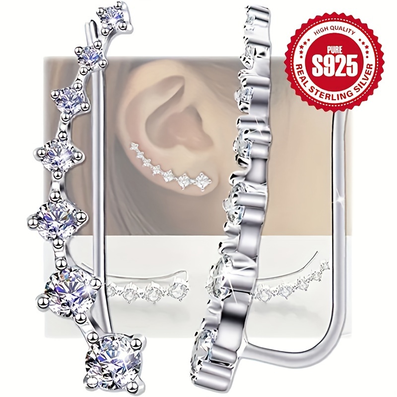 4pcs of exquisite unique     earrings 925 sterling silver hypoallergenic jewelry zirconia inlaid with elegant   for everyday women Product details 1