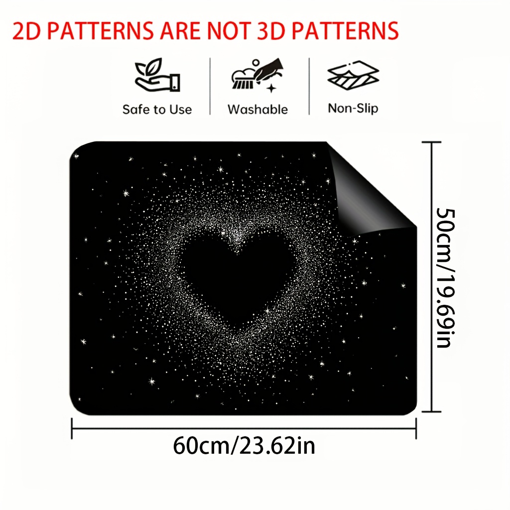 TEMU 1pc, 2d Flat Printing Valentine's Day Cooker Hob Cover, Black Background Love Pattern, Kitchen Necessities For Any Kitchen Decor Stove Top