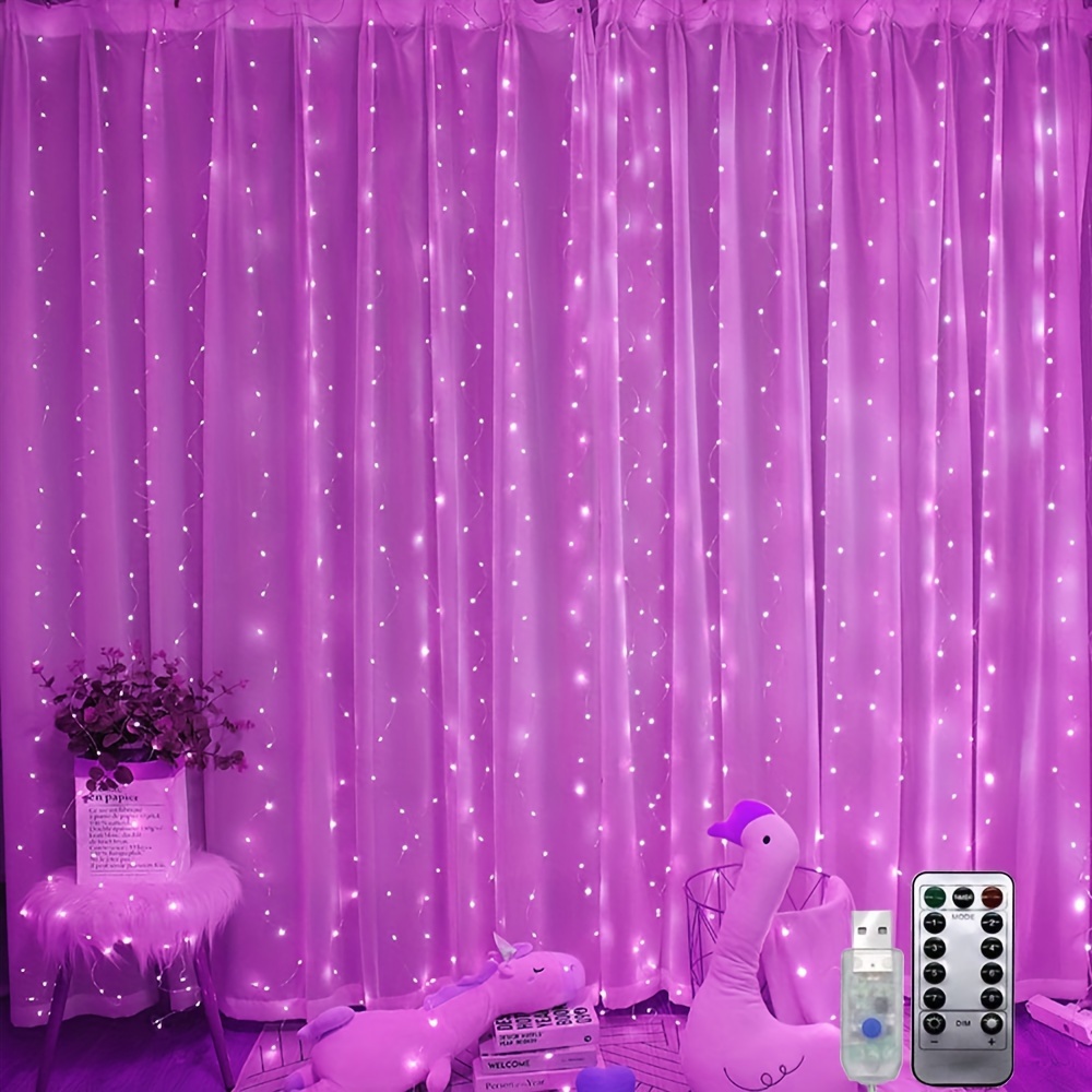 

1pcs Led Curtain 300led 9.8ftx9.8ft, Curtain String 8 , Usb For Christmas Decorations