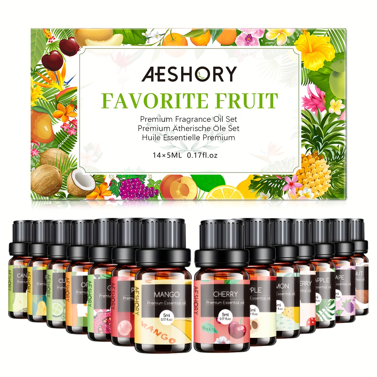 TEMU Ensemble d'Huiles Essentielles Fruitées - Huile Parfumée pour Diffuseurs, Fabrication de Bougies - Huilles Scentées aux Fragrances Fraîches,