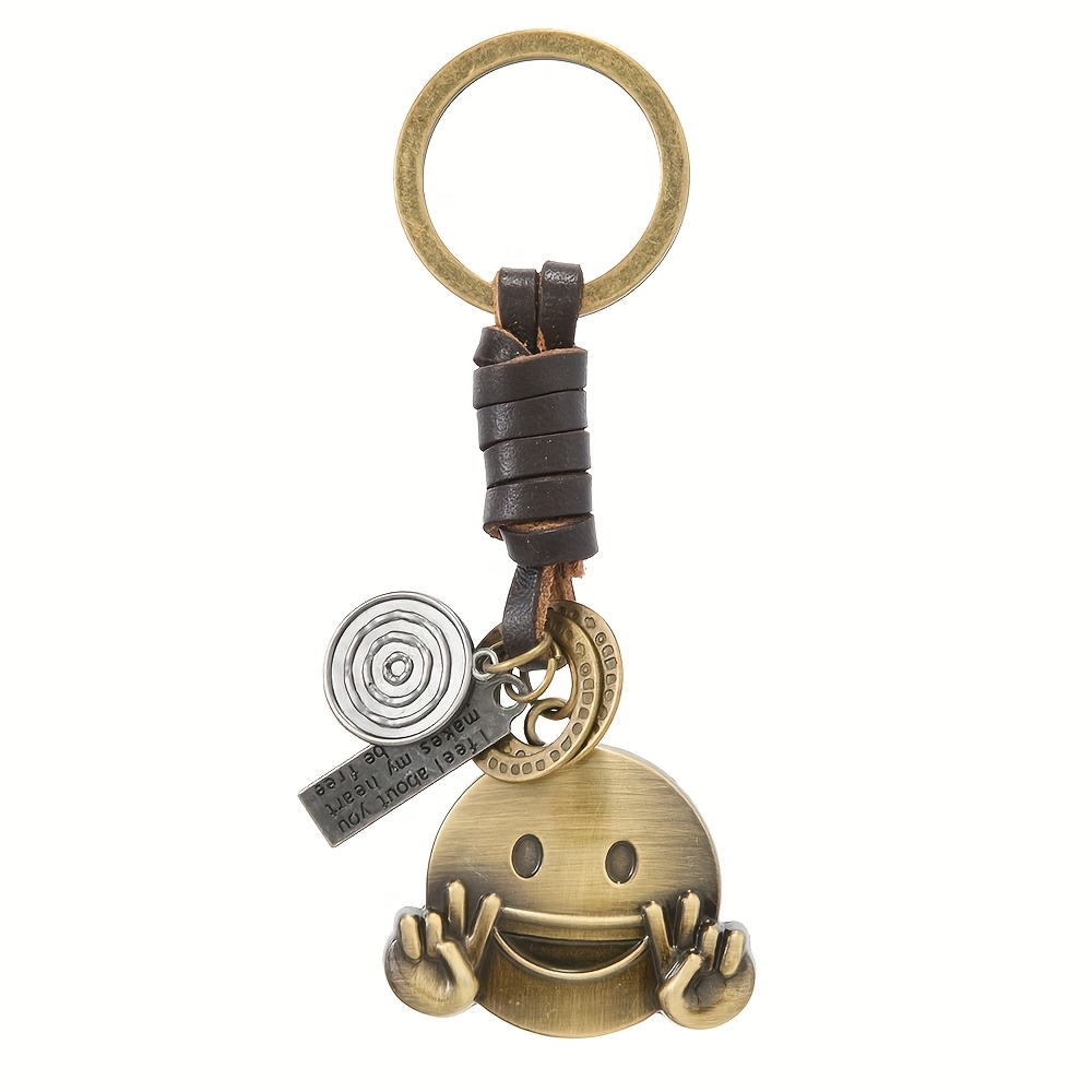 Image of 1pc Of European And American Denim Style Accessory, Hand Woven Retro Alloy Denim Hat Keychain, Creative Pendant, Suitable For Daily Wear
