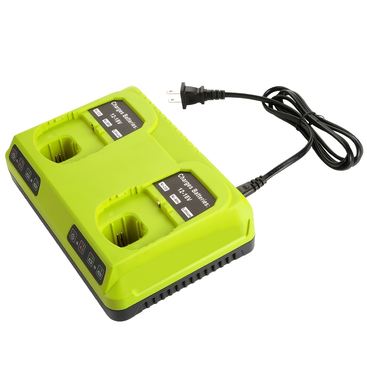 TEMU Chargeur Rapide P117 18V, Compatible avec les Batteries Ryobi 12-18V, Station de Charge de Batterie 18V à Double Port