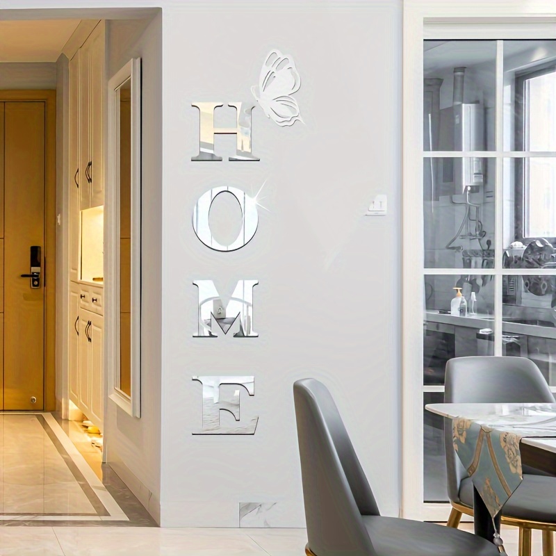 'HOME' Acrylic Mirror Set with Creative 3D Letters