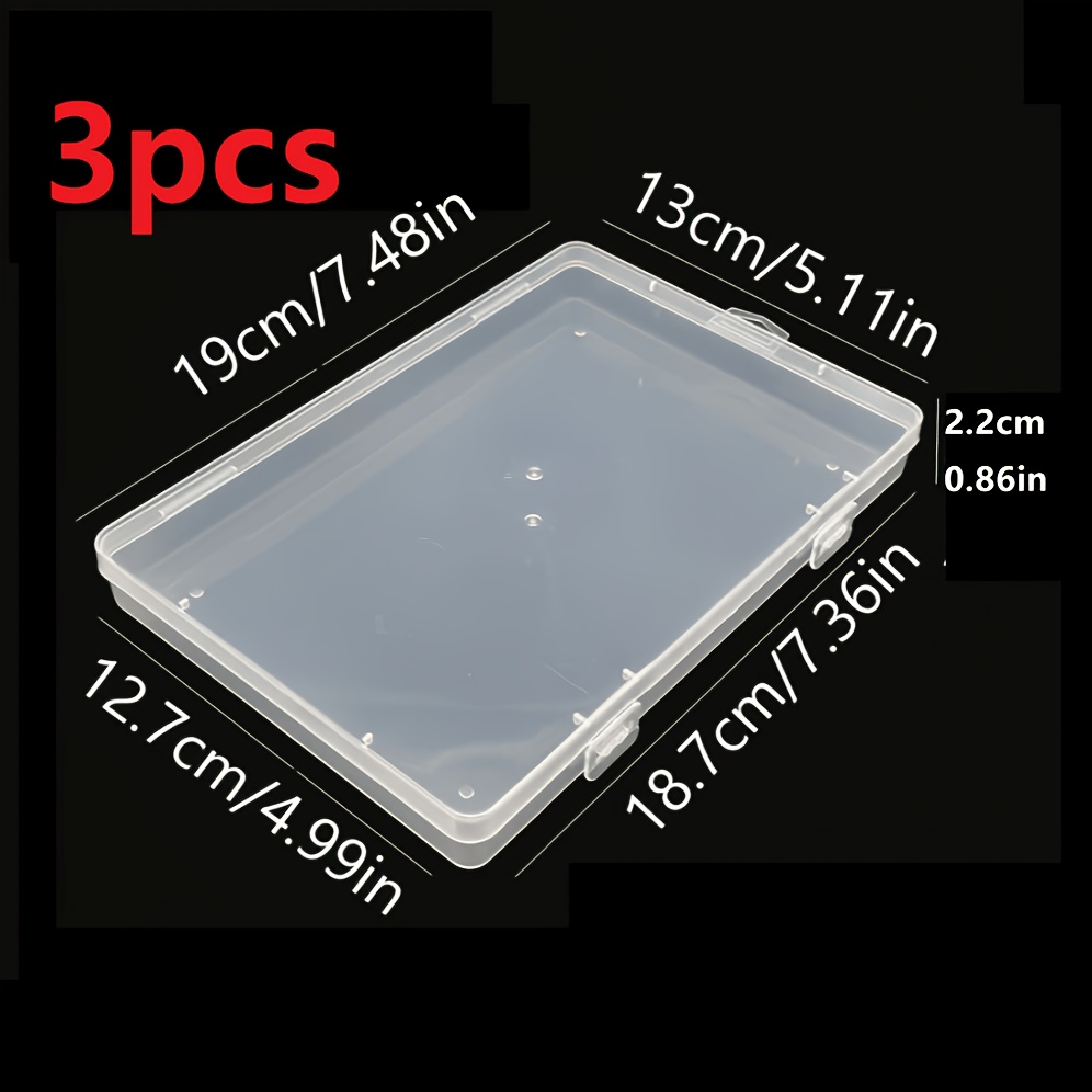 TEMU Transparent Plastic Storage Box With Buckle, 19*13*2.2cm / 7.48*5.11*0.86in, Stackable Small Organizer Box, Pp Material, Universal Storage For