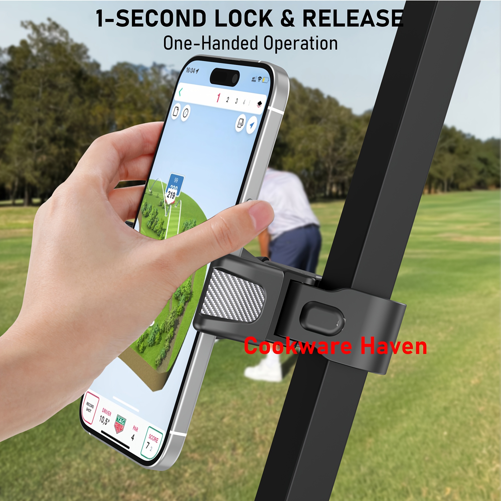 E-shop Golfwagen-Handyhalterung kompatibel mit iPhone 12-17 & 4-7” Smartphones, 360° drehbare Armaturenbrett-Halterung, ohne Basis erforderlich,
