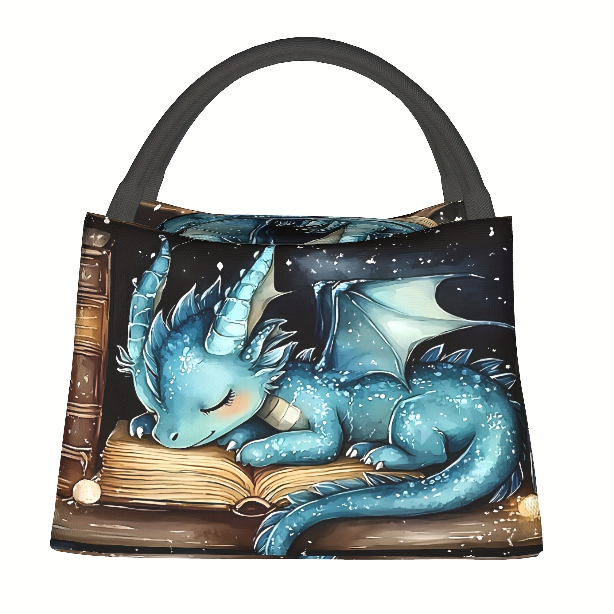 TEMU 1pc Book With Dragon Pattern, Portable And Reusable Refrigerated Bag, Insulated Lunch Bag, A Must-have For Camping , Homes, Offices, And
