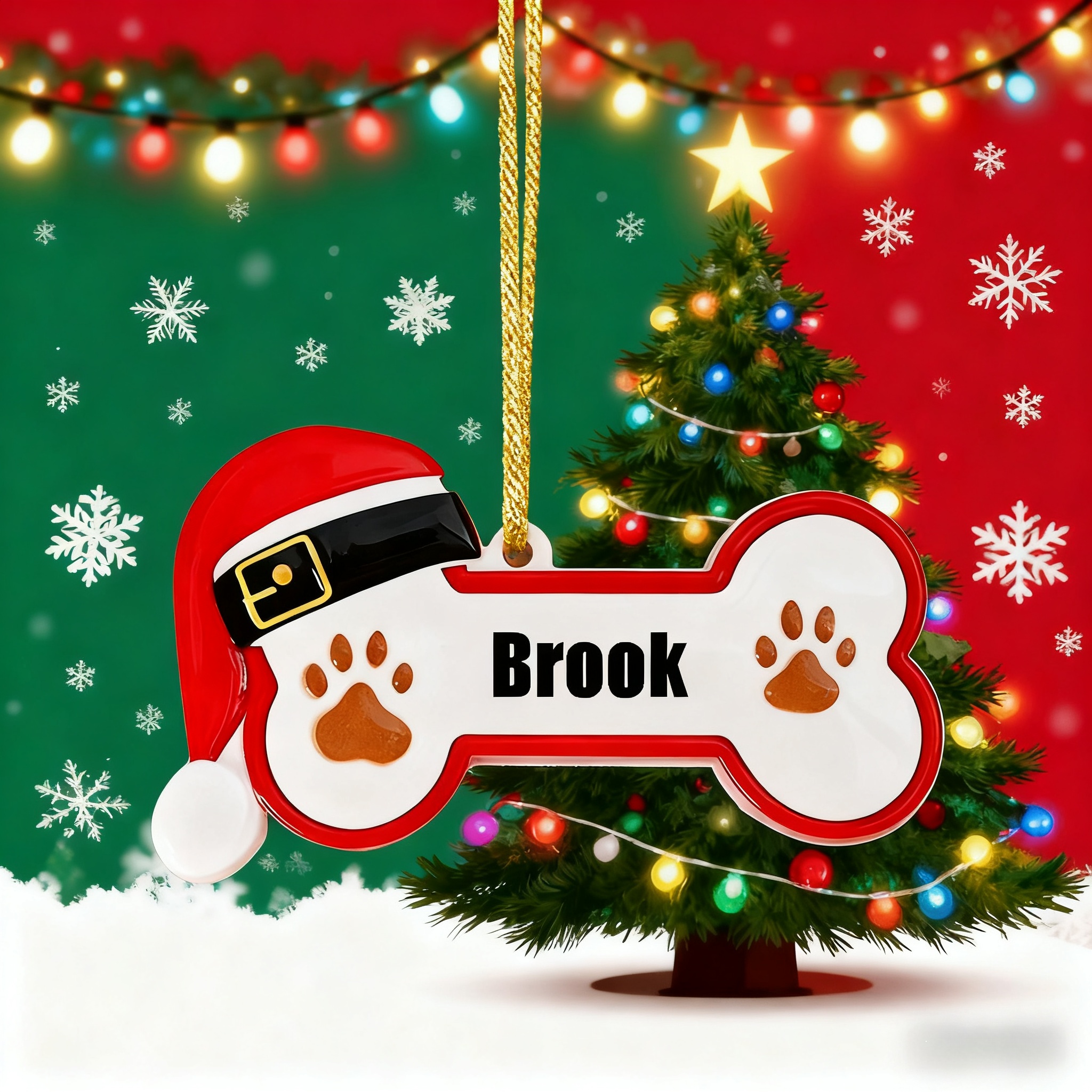 Image of Personalized Christmas Resin Bone Ornament - Diy Dog Name Tag Pet Gift, Christmas Tree Decoration Customizable Holiday Pendant, Holiday Ornament, Unique Christmas Gift