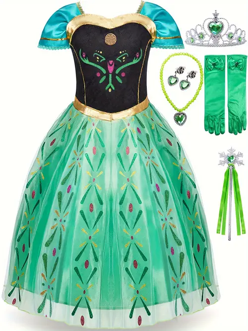princess costume for girls toddler dress with wand gloves necklace and earrings for halloween and party