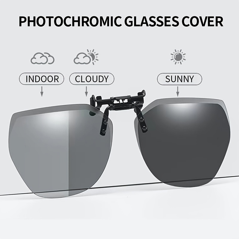 

Photochromic Polarized Clip-on Fashion Glasses For - Night Over Glasses Driving, Hiking & Casual Attire, Perfect , Photo Props, And Gift For Birthday, Holiday, Party, Christmas