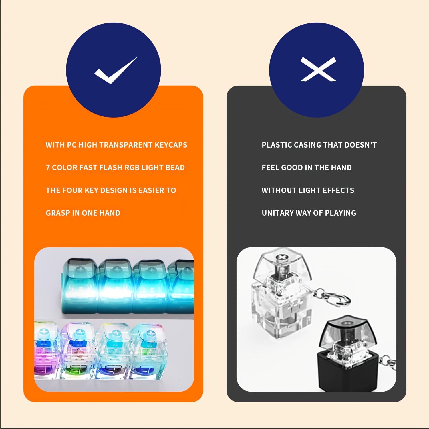 单颗led灯焦虑解压钥匙扣&mdash;&mdash;可点击解压玩具，适用于学生、隐蔽便携的按键式解压器，助力专注力、考试、会议使用 商品详情 5